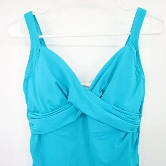Lands End Aqua Blue Turquoise Twist Swim Tankini Top Size 6 NWOT - Picture 2 of 10